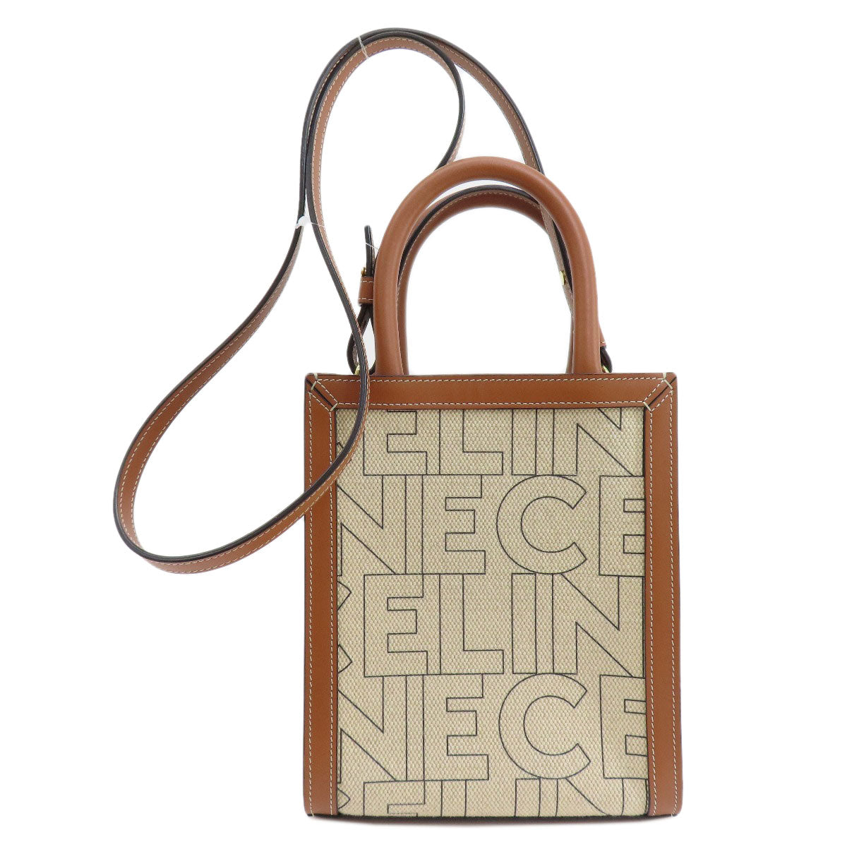 CELINE Mini Vertical Cover 2WAY Handbag Canvas LeatherLadies [Used]