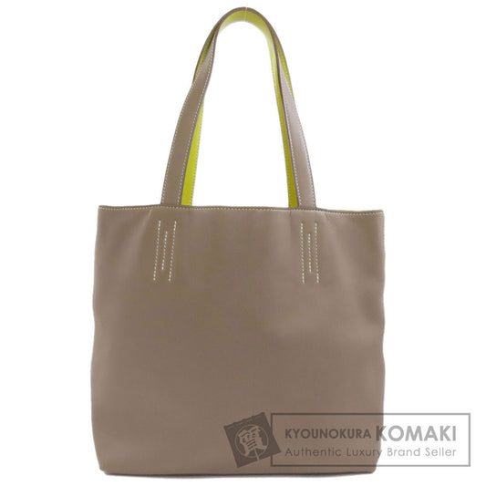 HERMES   Tote Bag Double Sense 28 Etoupe Lime Vossikkim Ladies