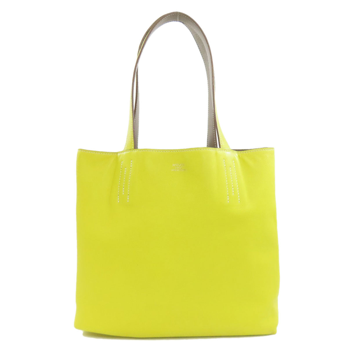 HERMES   Tote Bag Double Sense 28 Etoupe Lime Vossikkim Ladies