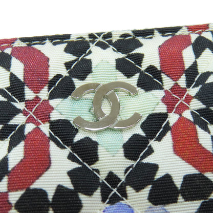 CHANEL A82074 COCO Mark Flower Motif SilverHardware Accessory pouch Canvas Ladies [Used]