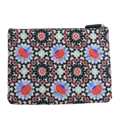 CHANEL A82074 COCO Mark Flower Motif SilverHardware Accessory pouch Canvas Ladies [Used]