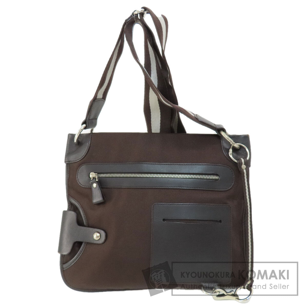 BALLY Barry Stripe Shoulder Bag Canvas Ladies [Used]