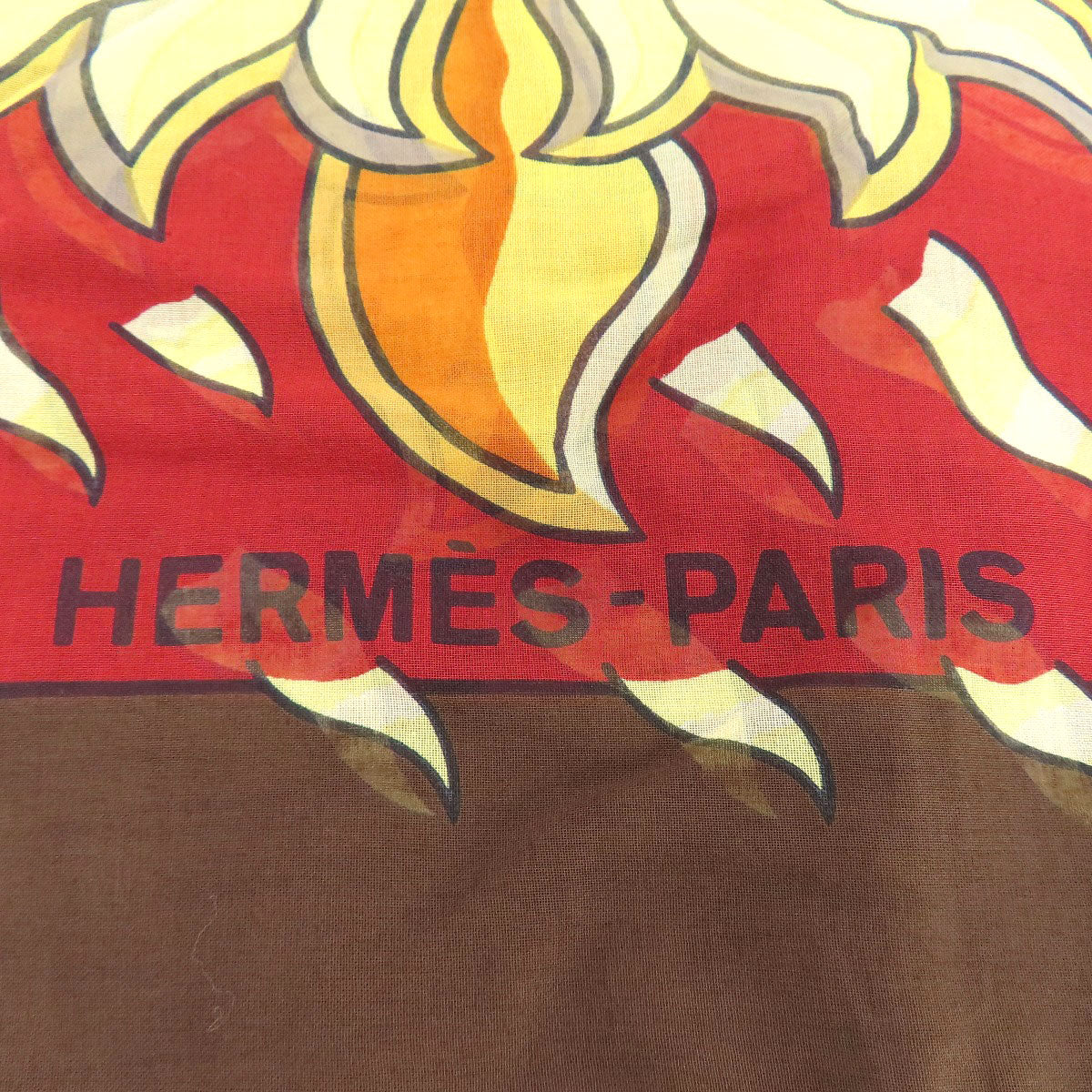 HERMES   Stall Sun Pattern Large Square Scarf Cotton Ladies