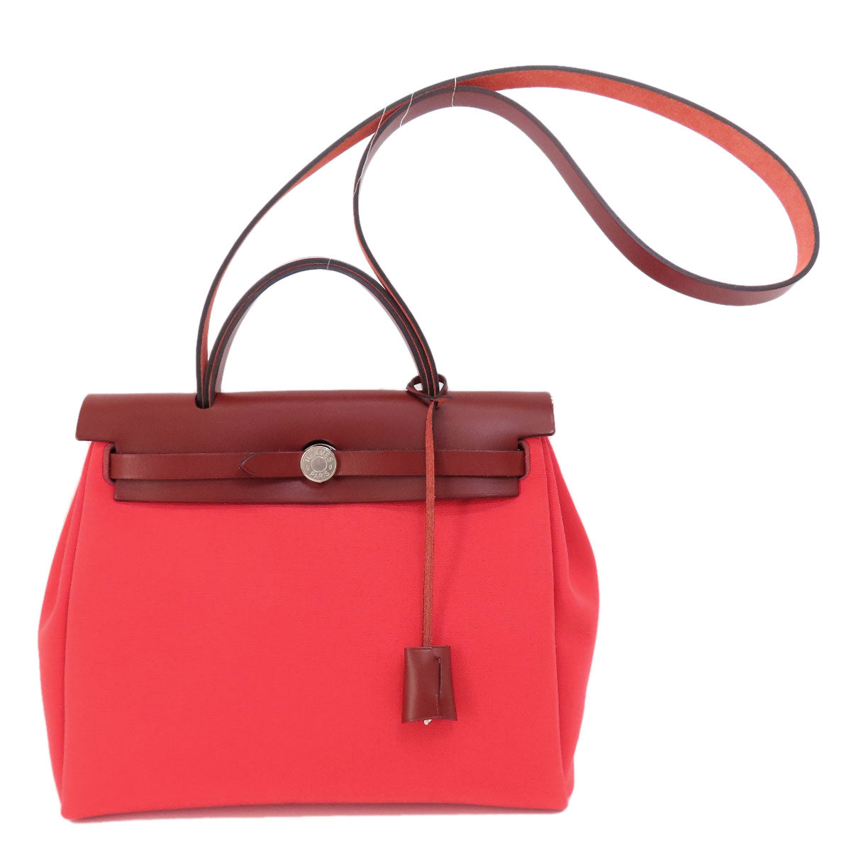 HERMES   Handbag Airbag Zip PM Red SilverHardware Towar Officche Ladies