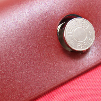 HERMES   Handbag Airbag Zip PM Red SilverHardware Towar Officche Ladies