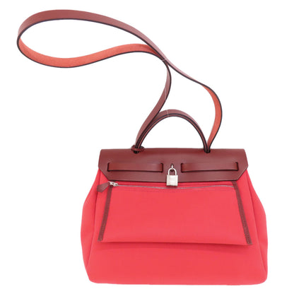 HERMES   Handbag Airbag Zip PM Red SilverHardware Towar Officche Ladies