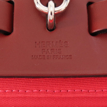 HERMES   Handbag Airbag Zip PM Red SilverHardware Towar Officche Ladies