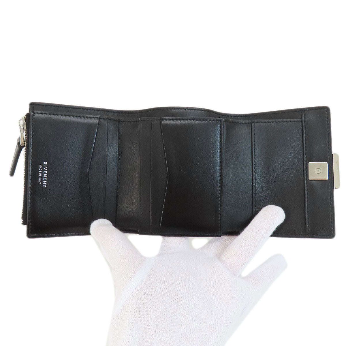 GIVENCHY logo Bifold Wallet with Coin Pocket Leather Ladies [Used]