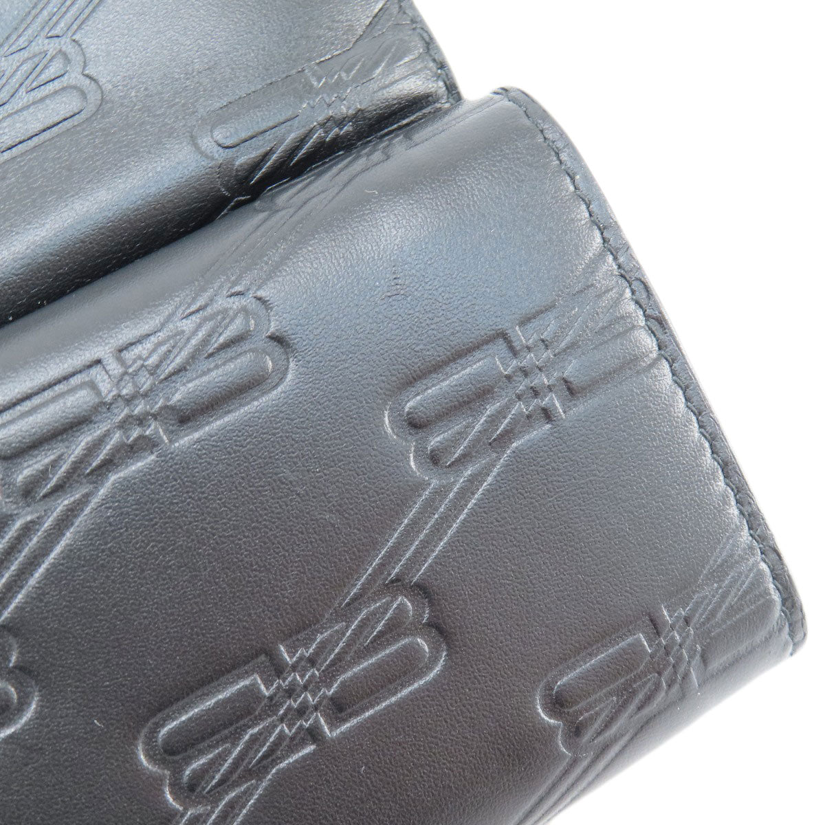 BALENCIAGA 717790 BBMonogram Mini Wallet Bifold Wallet with Coin Pocket Leather Ladies [Used]