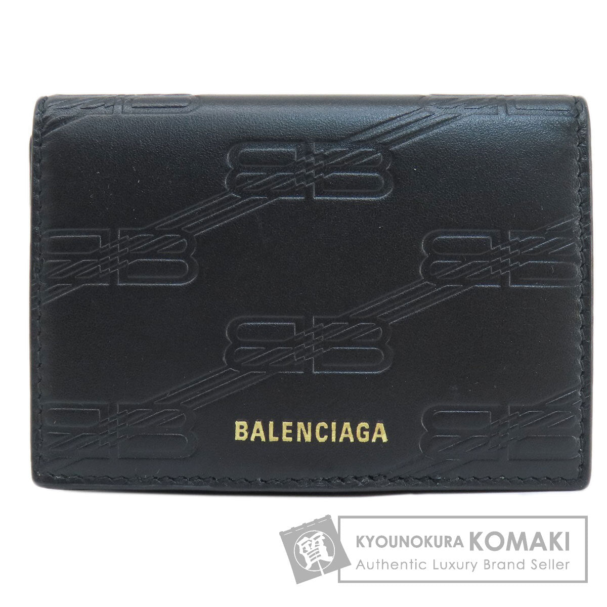 BALENCIAGA 717790 BBMonogram Mini Wallet Bifold Wallet with Coin Pocket Leather Ladies [Used]