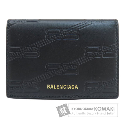 BALENCIAGA 717790 BBMonogram Mini Wallet Bifold Wallet with Coin Pocket Leather Ladies [Used]