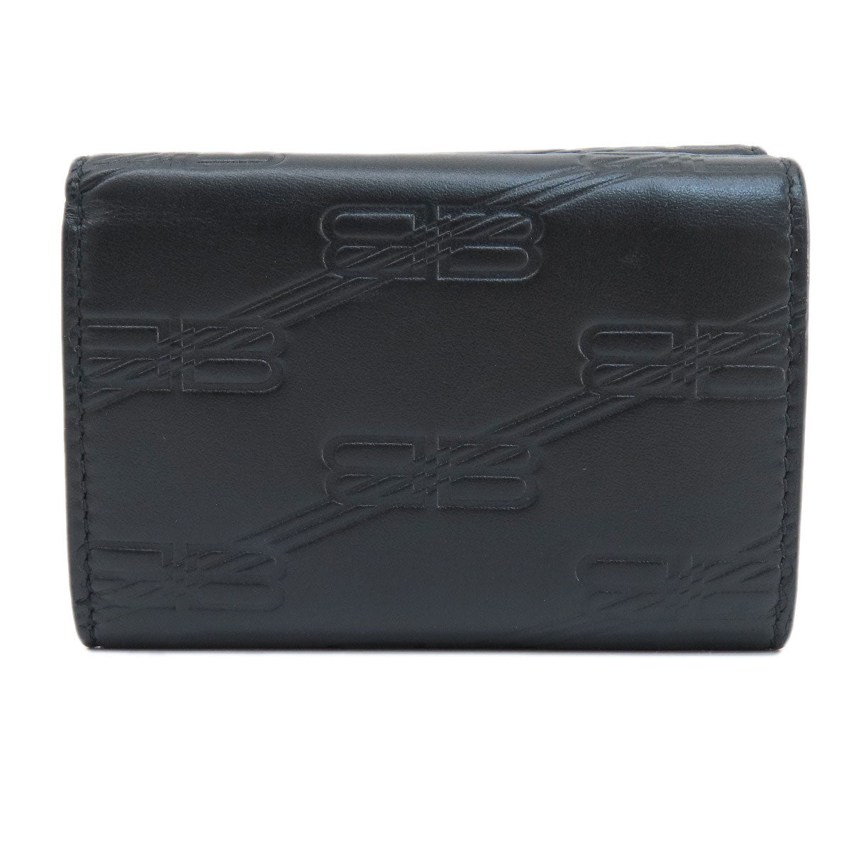 BALENCIAGA 717790 BBMonogram Mini Wallet Bifold Wallet with Coin Pocket Leather Ladies [Used]