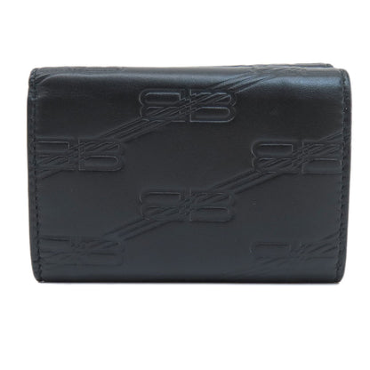BALENCIAGA 717790 BBMonogram Mini Wallet Bifold Wallet with Coin Pocket Leather Ladies [Used]