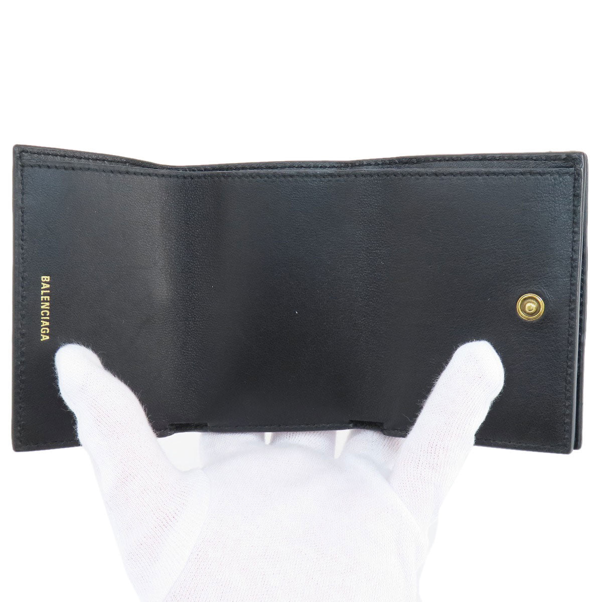 BALENCIAGA 717790 BBMonogram Mini Wallet Bifold Wallet with Coin Pocket Leather Ladies [Used]