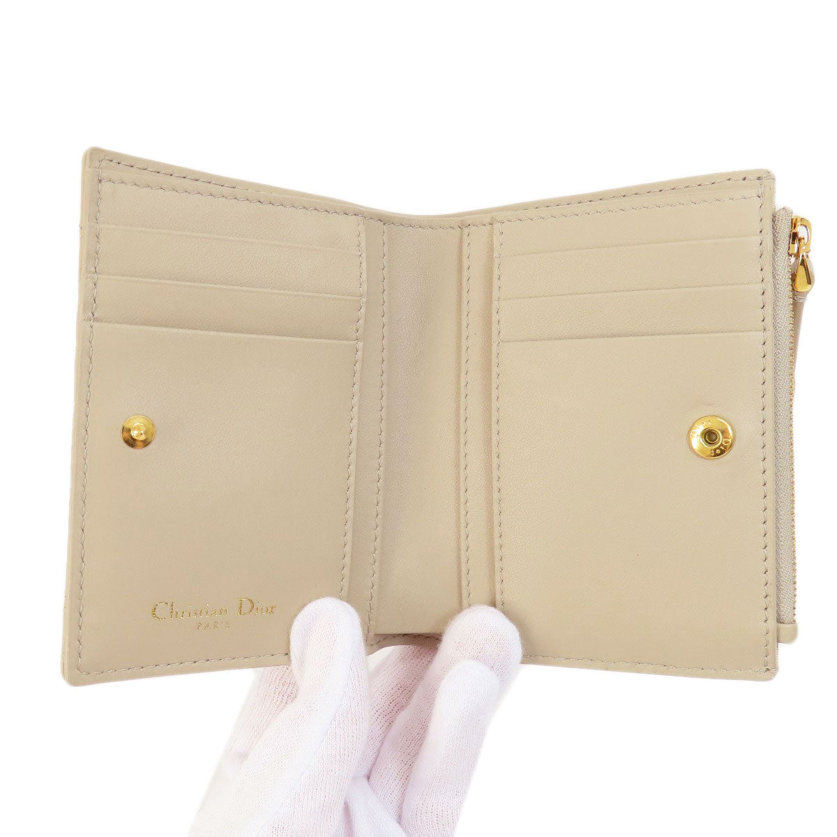 CHRISTIAN DIOR Dior Caro Dahlia wallet Bifold Wallet with Coin Pocket Leather Ladies [Used]