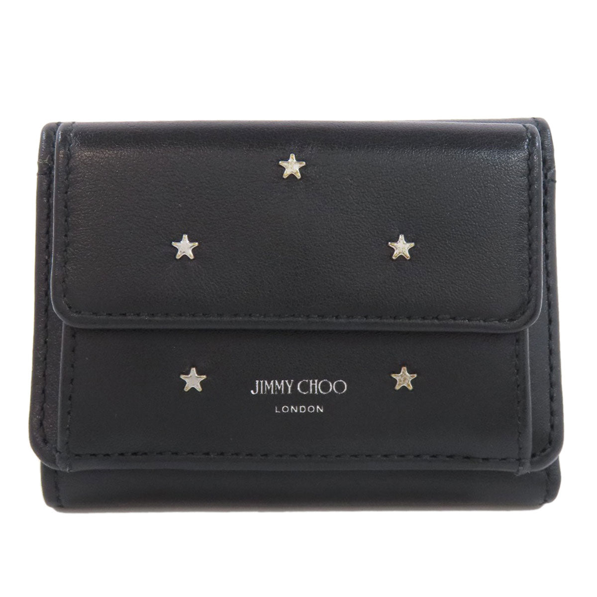 Jimmy Choo Star motif Bifold Wallet with Coin Pocket Leather Ladies [Used]