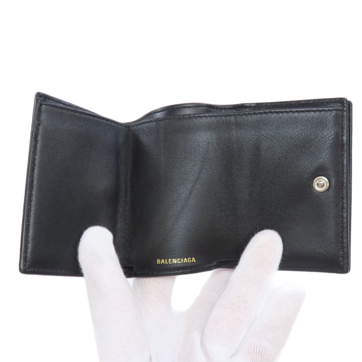 BALENCIAGA 558208 Logo tri-fold wallet Bifold Wallet with Coin Pocket Leather Ladies [Used]