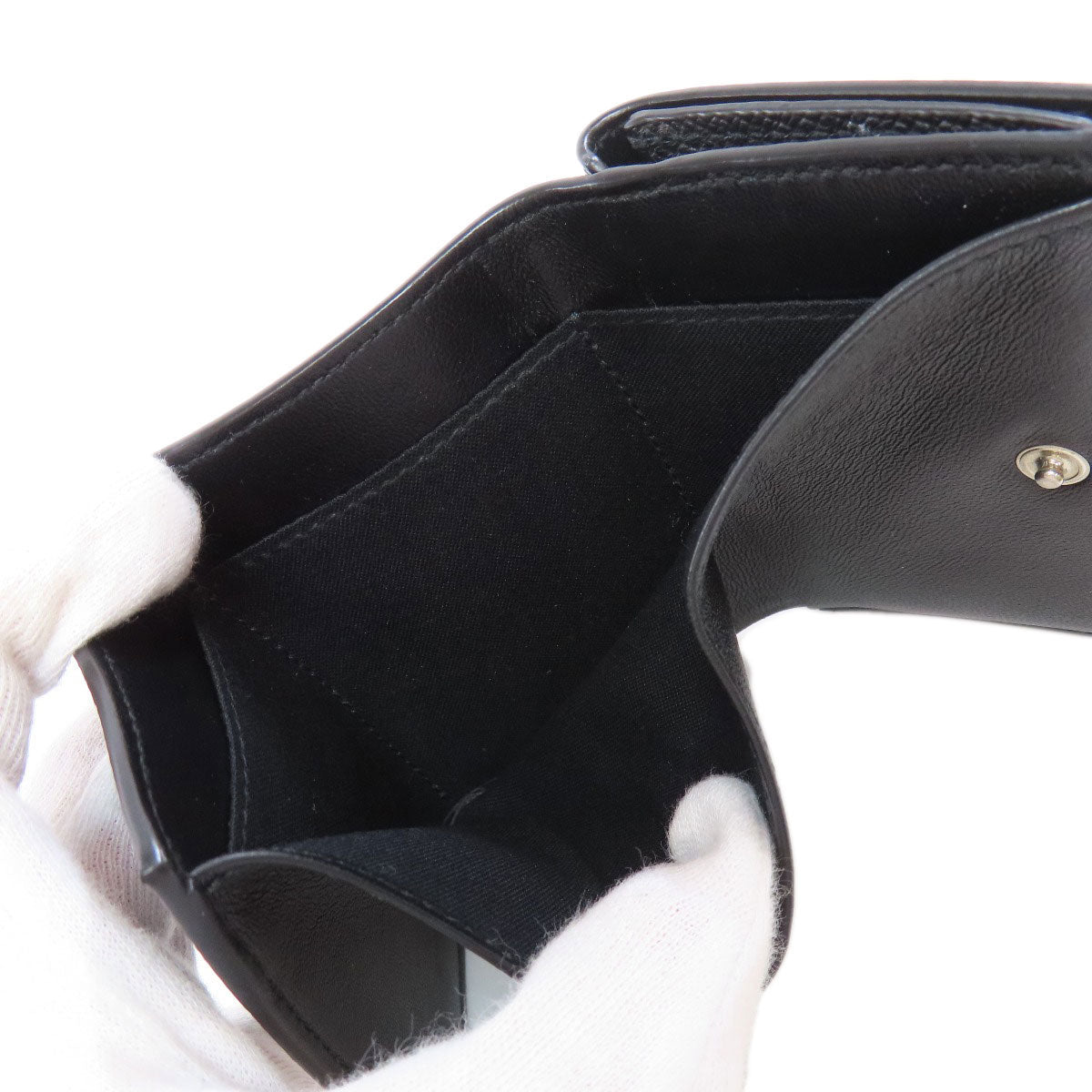 BALENCIAGA 558208 Logo tri-fold wallet Bifold Wallet with Coin Pocket Leather Ladies [Used]