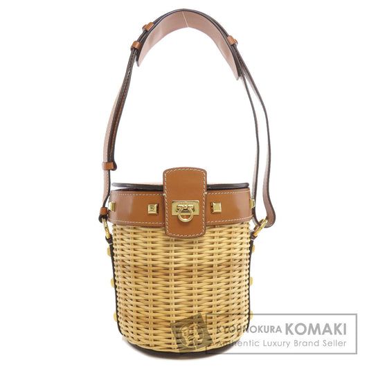 Salvatore Ferragamo Rattan Bag Shoulder Bag Raffia Ladies [Used]