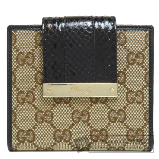 GUCCI 181669 GG Bifold Wallet with Coin Pocket Canvas Ladies [Used]
