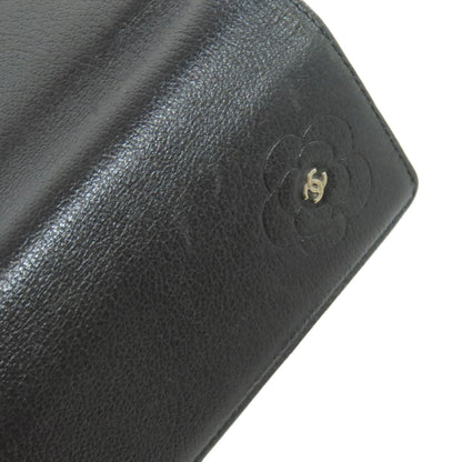 CHANEL Camellia COCO Mark Long wallet (with coin pocket) Calf Ladies [Used]
