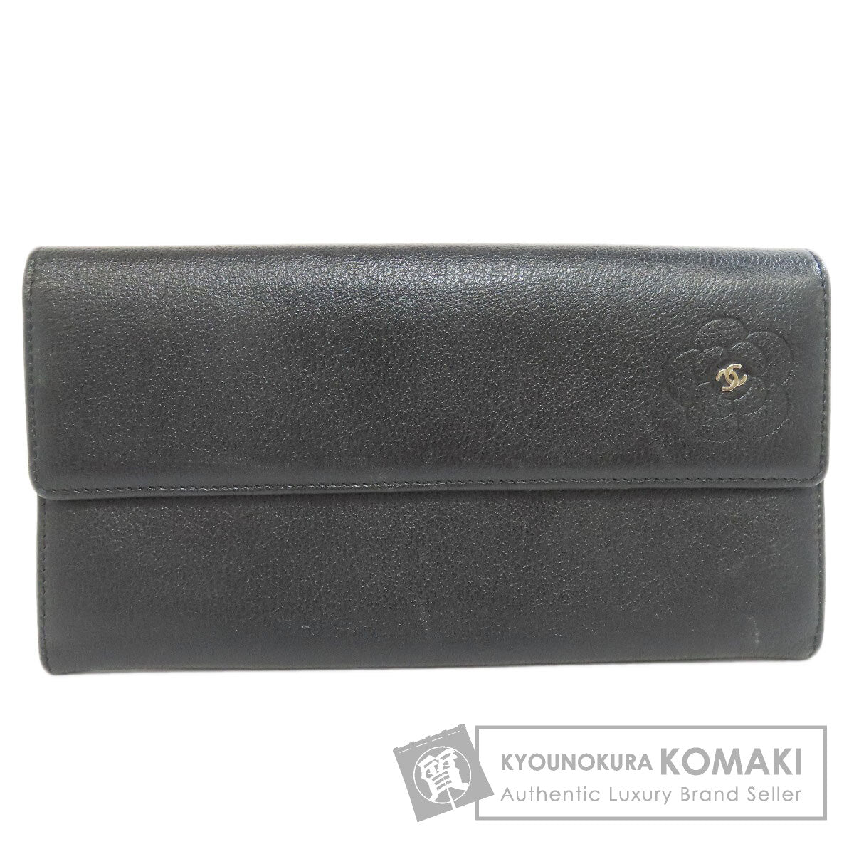 CHANEL Camellia COCO Mark Long wallet (with coin pocket) Calf Ladies [Used]
