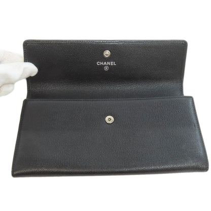 CHANEL Camellia COCO Mark Long wallet (with coin pocket) Calf Ladies [Used]