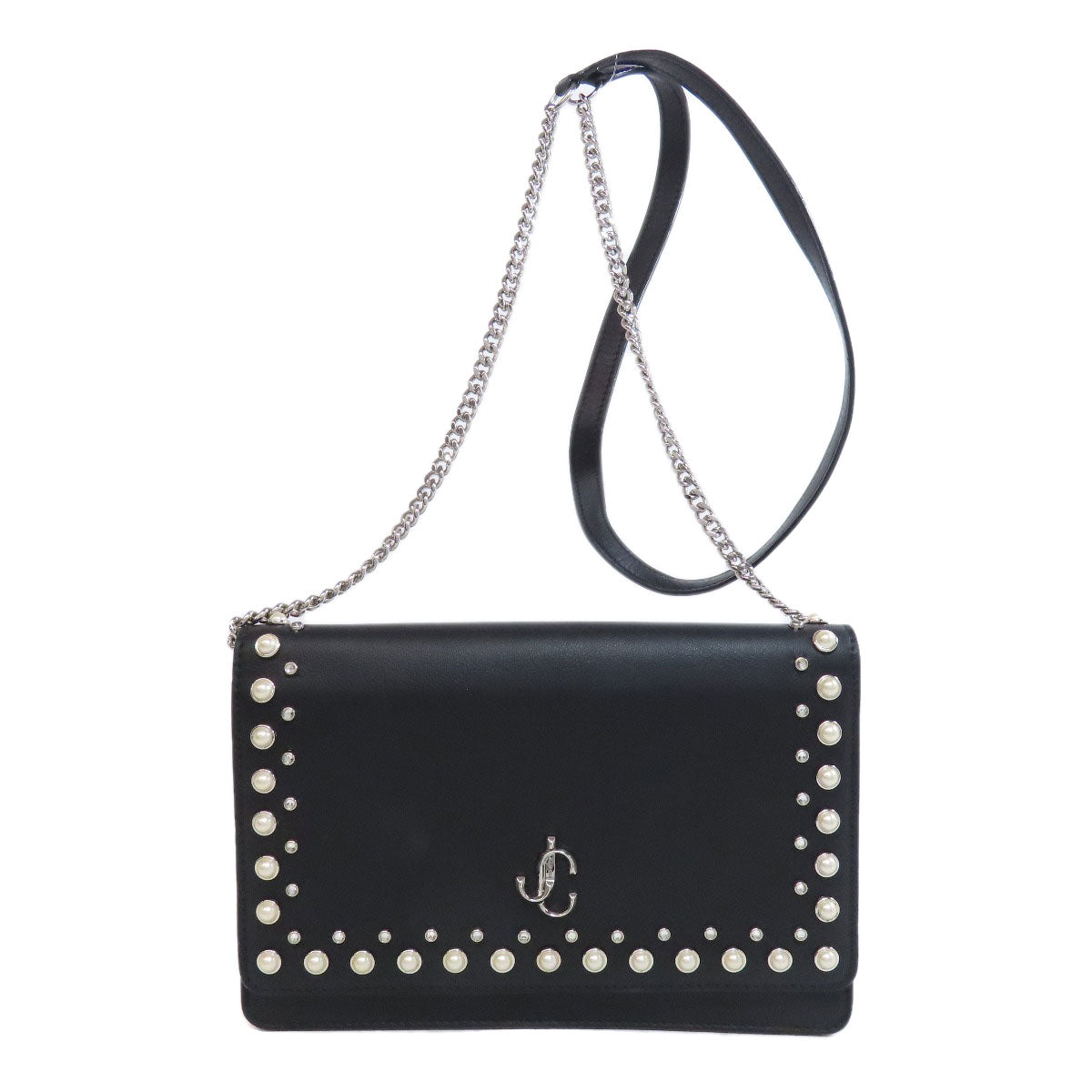 Jimmy Choo studded chain wallet Long wallet (with coin pocket) Leather Ladies [Used]