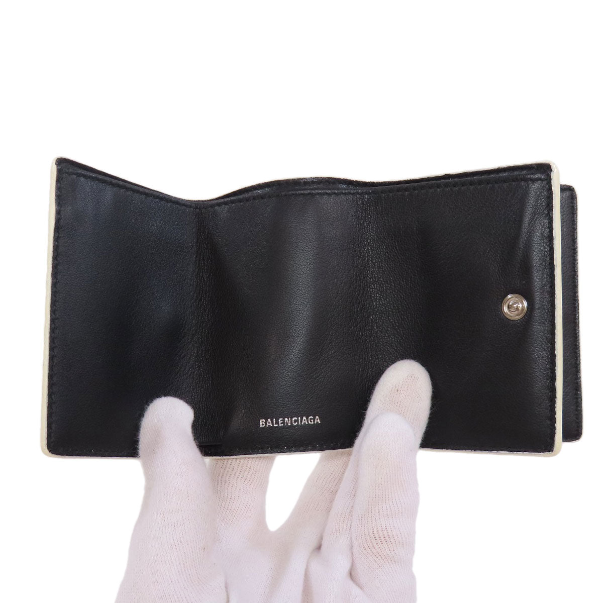 BALENCIAGA 516402 Logo tri-fold wallet Bifold Wallet with Coin Pocket Leather Ladies [Used]