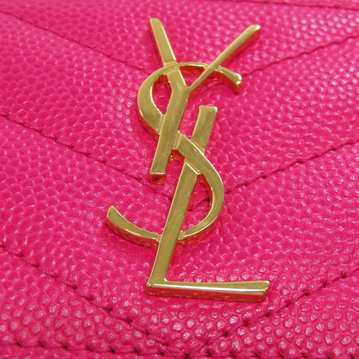 YVES SAINT LAURENT logo Card Case Leather Ladies [Used]