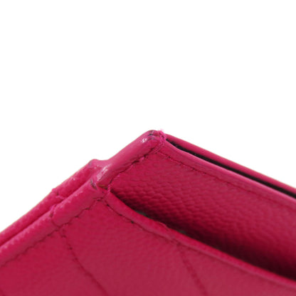 YVES SAINT LAURENT logo Card Case Leather Ladies [Used]