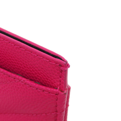 YVES SAINT LAURENT logo Card Case Leather Ladies [Used]