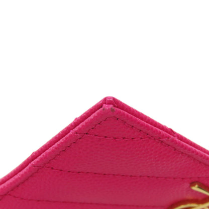 YVES SAINT LAURENT logo Card Case Leather Ladies [Used]