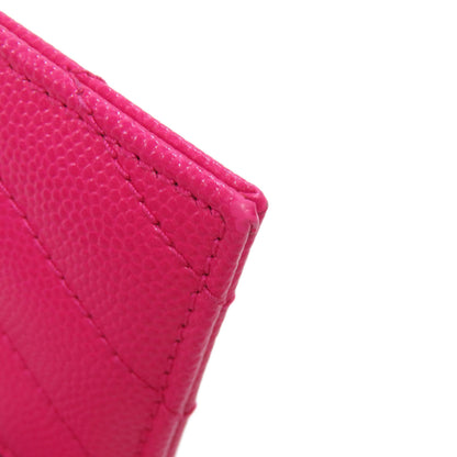 YVES SAINT LAURENT logo Card Case Leather Ladies [Used]