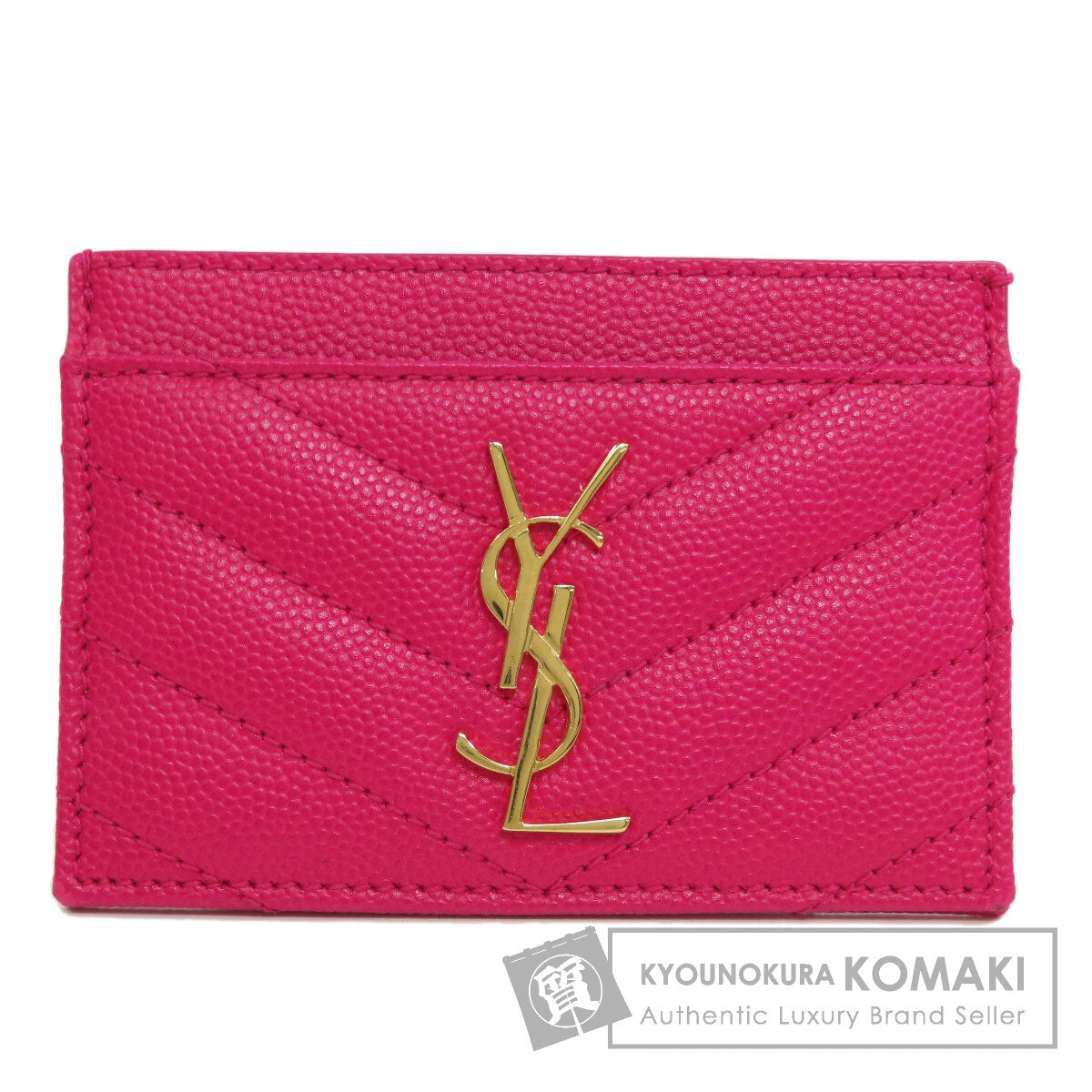 YVES SAINT LAURENT logo Card Case Leather Ladies [Used]