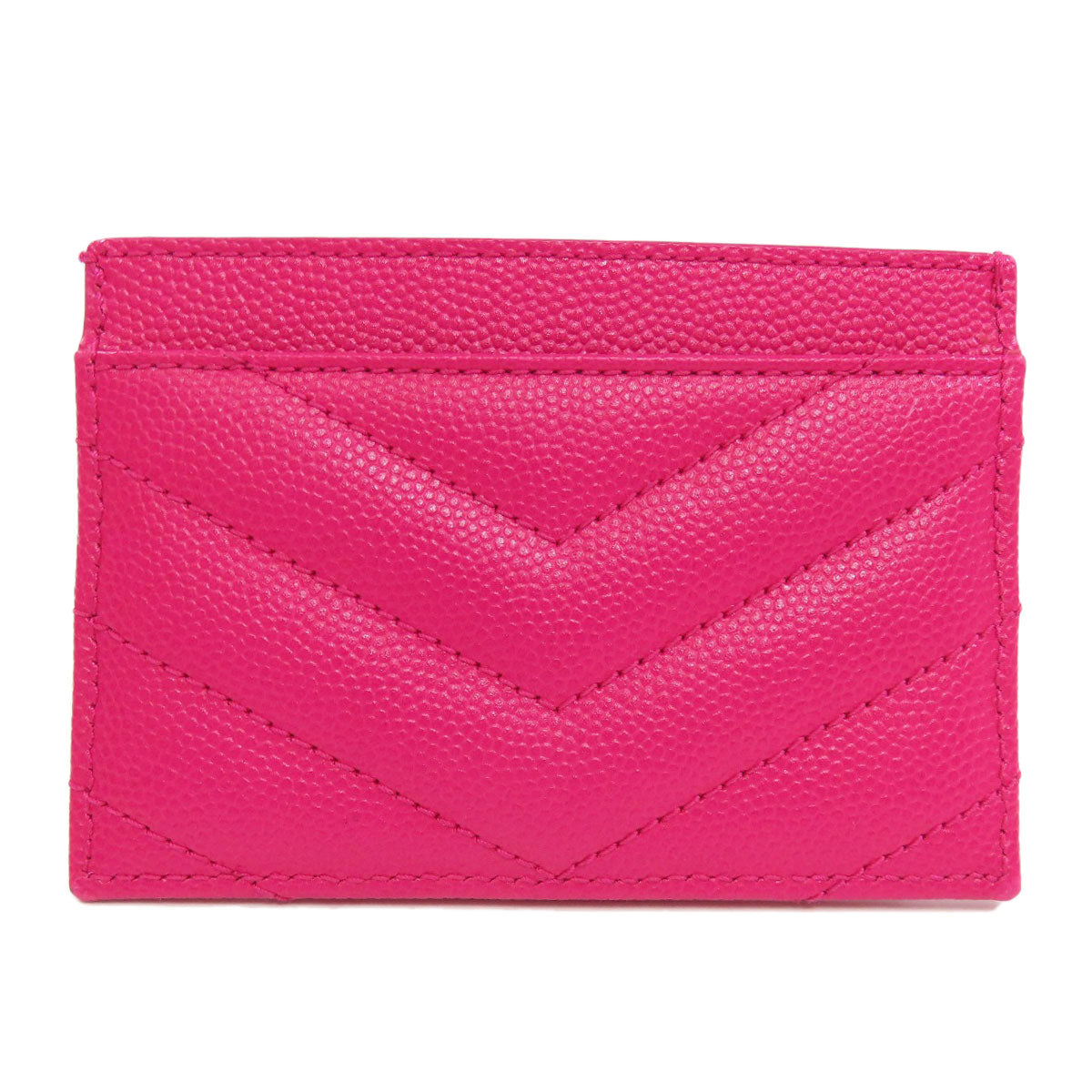 YVES SAINT LAURENT logo Card Case Leather Ladies [Used]