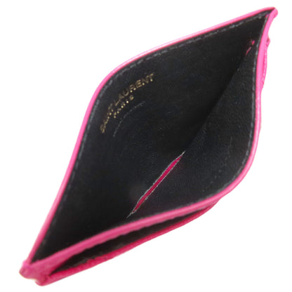 YVES SAINT LAURENT logo Card Case Leather Ladies [Used]