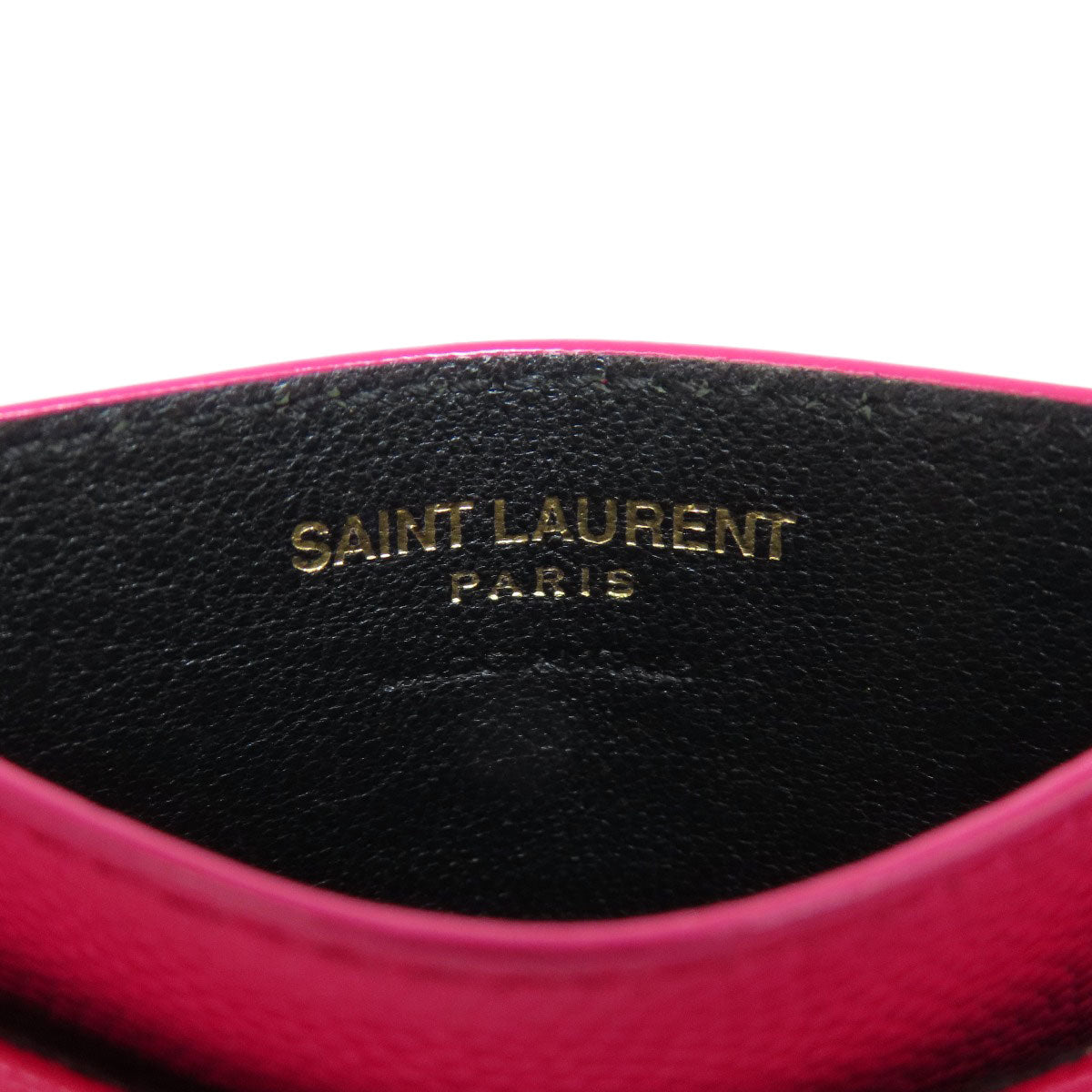 YVES SAINT LAURENT logo Card Case Leather Ladies [Used]