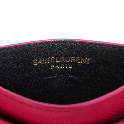 YVES SAINT LAURENT logo Card Case Leather Ladies [Used]