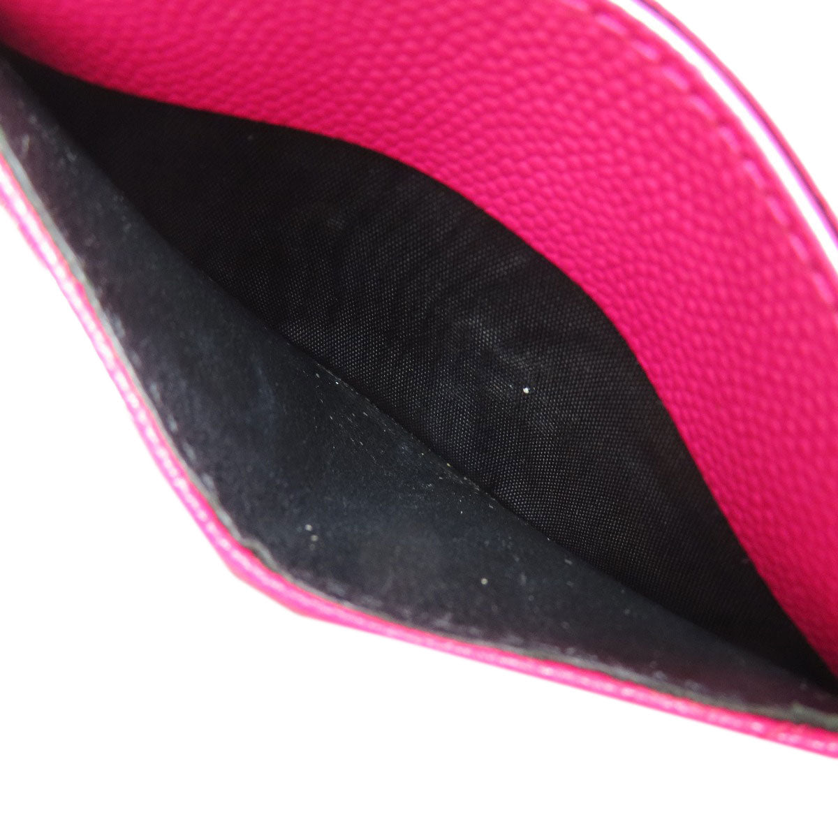 YVES SAINT LAURENT logo Card Case Leather Ladies [Used]