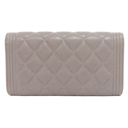 CHANEL   Long wallet (with coin pocket) Boy Chanel GoldHardware Caviar skin Ladies