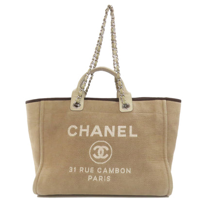 CHANEL   Tote Bag Deauville GM 2WAY SilverHardware Canvas Ladies