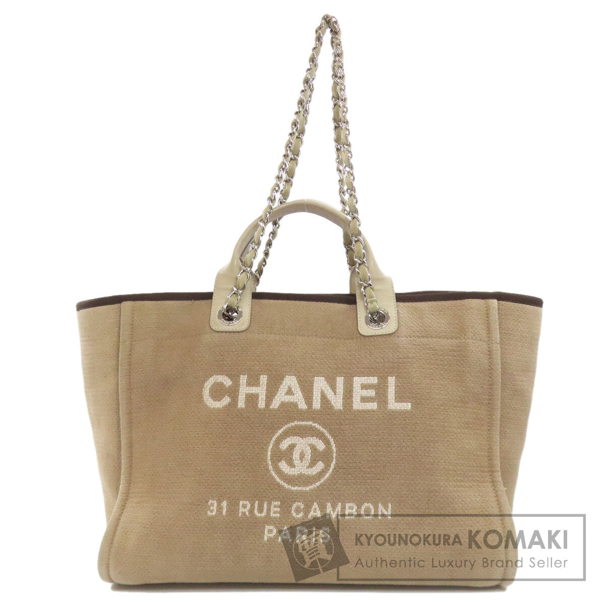 CHANEL   Tote Bag Deauville GM 2WAY SilverHardware Canvas Ladies