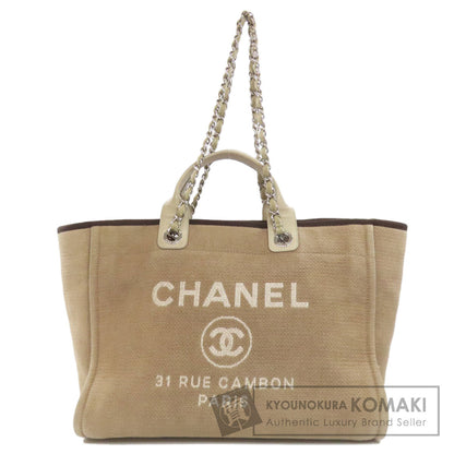 CHANEL   Tote Bag Deauville GM 2WAY SilverHardware Canvas Ladies