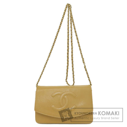 CHANEL   Chain Wallet COCO Mark GoldHardware Long wallet (with coin pocket)  Grained Calfskin Skin Ladies [Used]