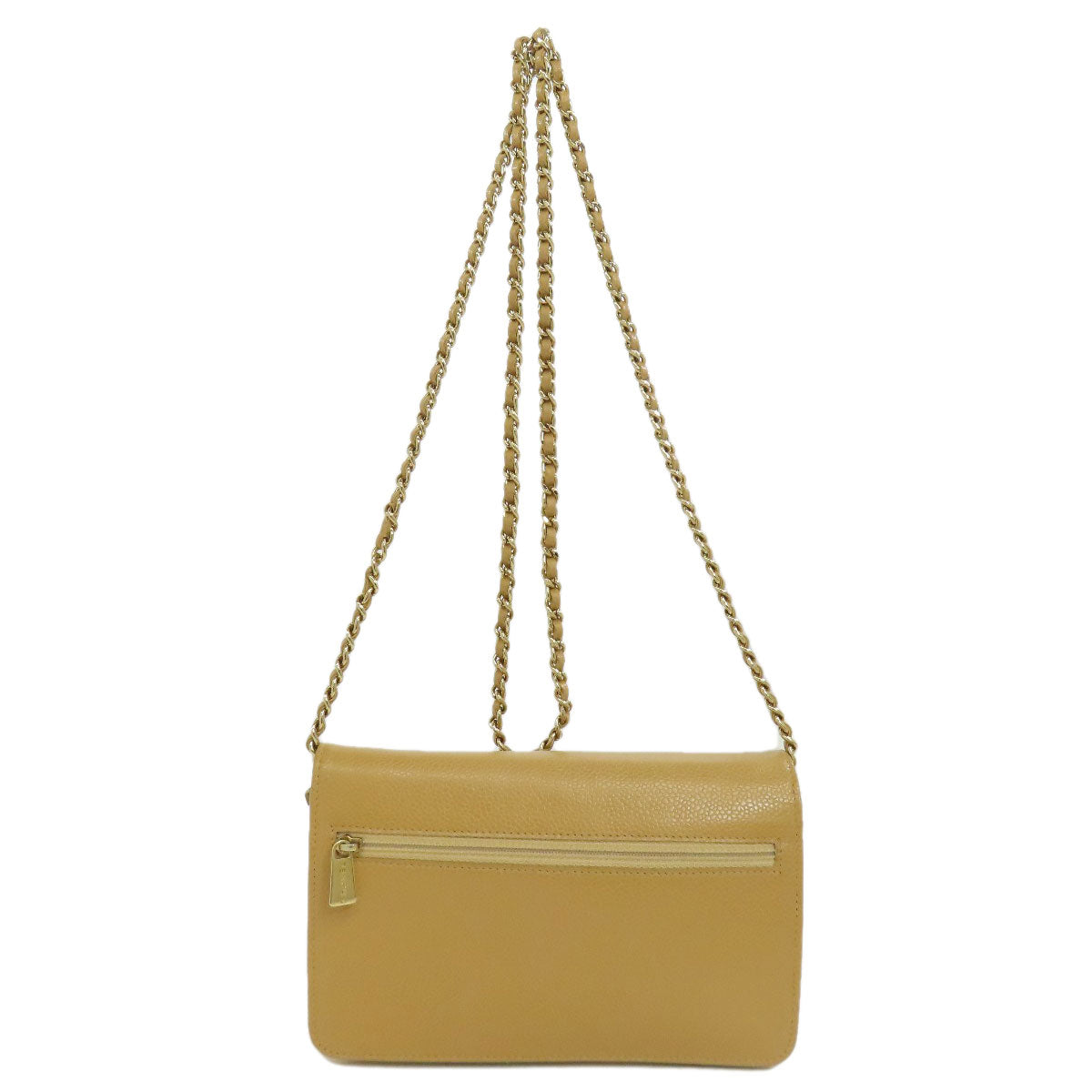 CHANEL   Chain Wallet COCO Mark GoldHardware Long wallet (with coin pocket)  Grained Calfskin Skin Ladies [Used]