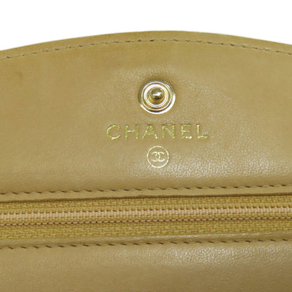 CHANEL   Chain Wallet COCO Mark GoldHardware Long wallet (with coin pocket)  Grained Calfskin Skin Ladies [Used]