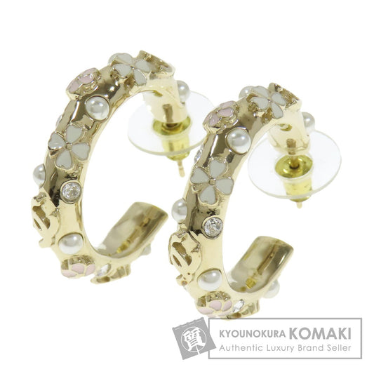 CHANEL Hoop earrings with flower motif earring Metal Ladies [Used]