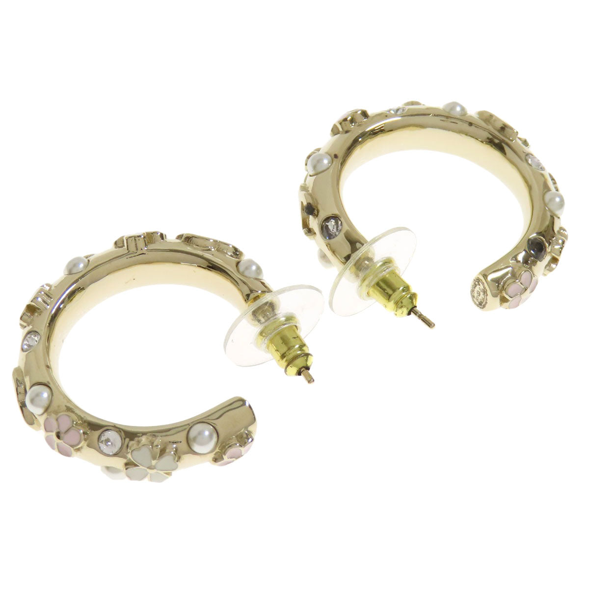 CHANEL Hoop earrings with flower motif earring Metal Ladies [Used]