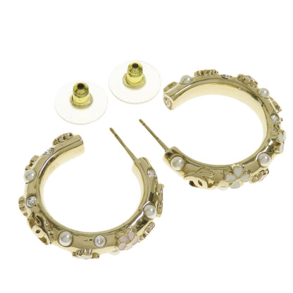 CHANEL Hoop earrings with flower motif earring Metal Ladies [Used]